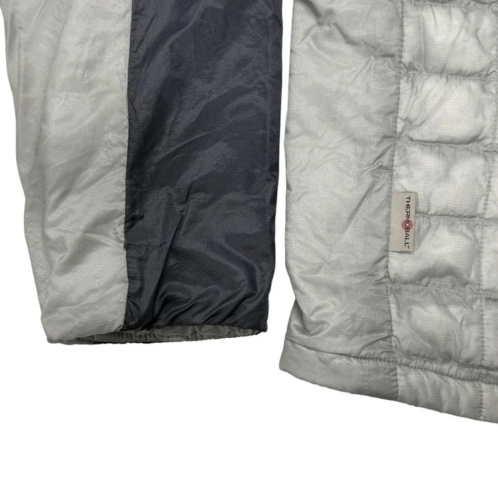 The North Face Thermoball Jacket Mens Medium Gray Black Full Zip Puffer C976 F14